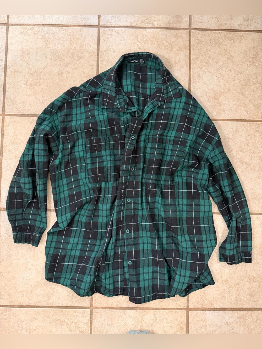 EUC Green & Black Oversized Plaid Flannel